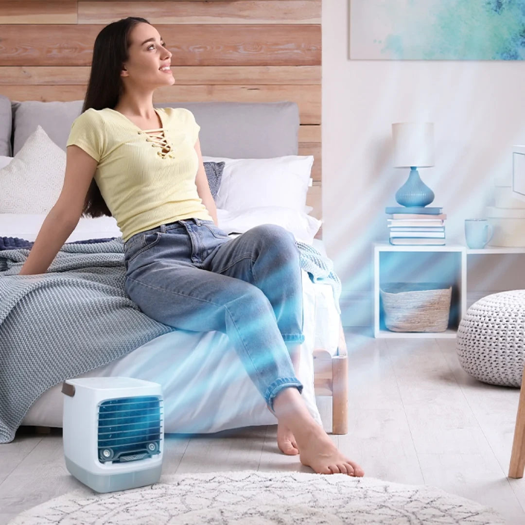 GlacierGo 2.0 Portable Air Cooler – Evaporative Cooling Fan & Humidifier for Home, Office, or Travel