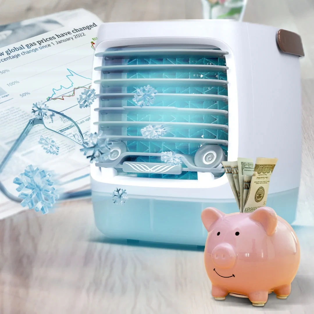 GlacierGo 2.0 Portable Air Cooler – Evaporative Cooling Fan & Humidifier for Home, Office, or Travel