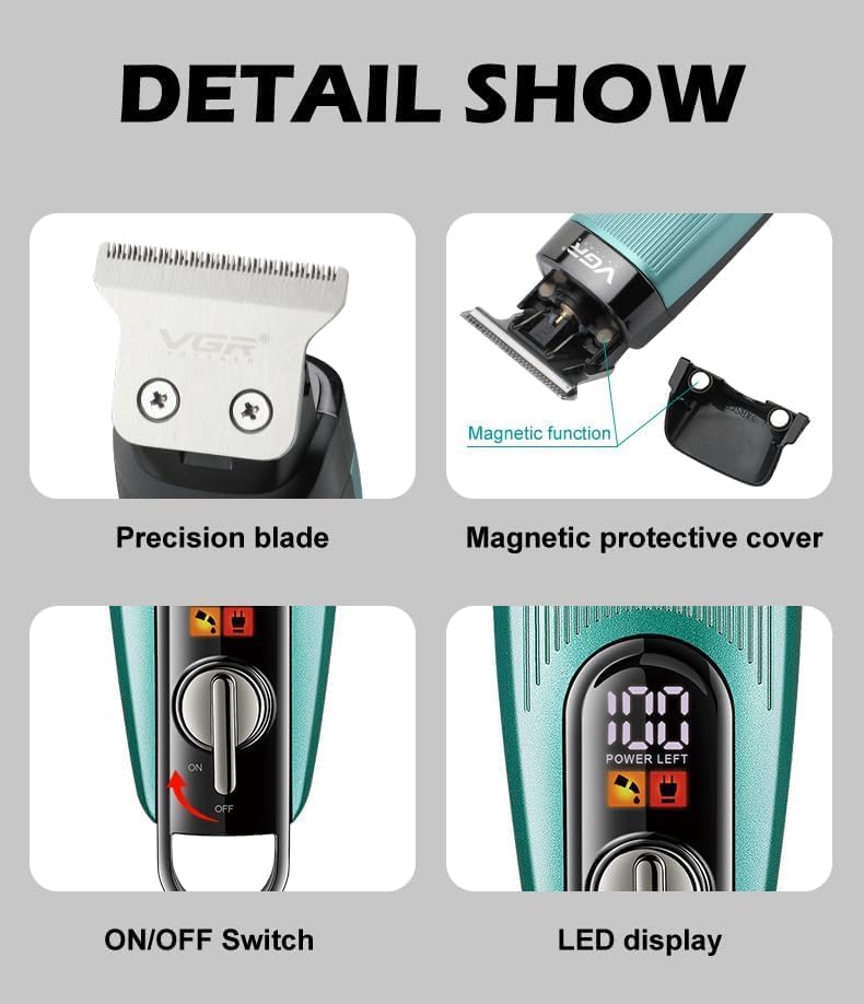 Cordless Hair Clipper & Beard Trimmer for Men VGR V-975