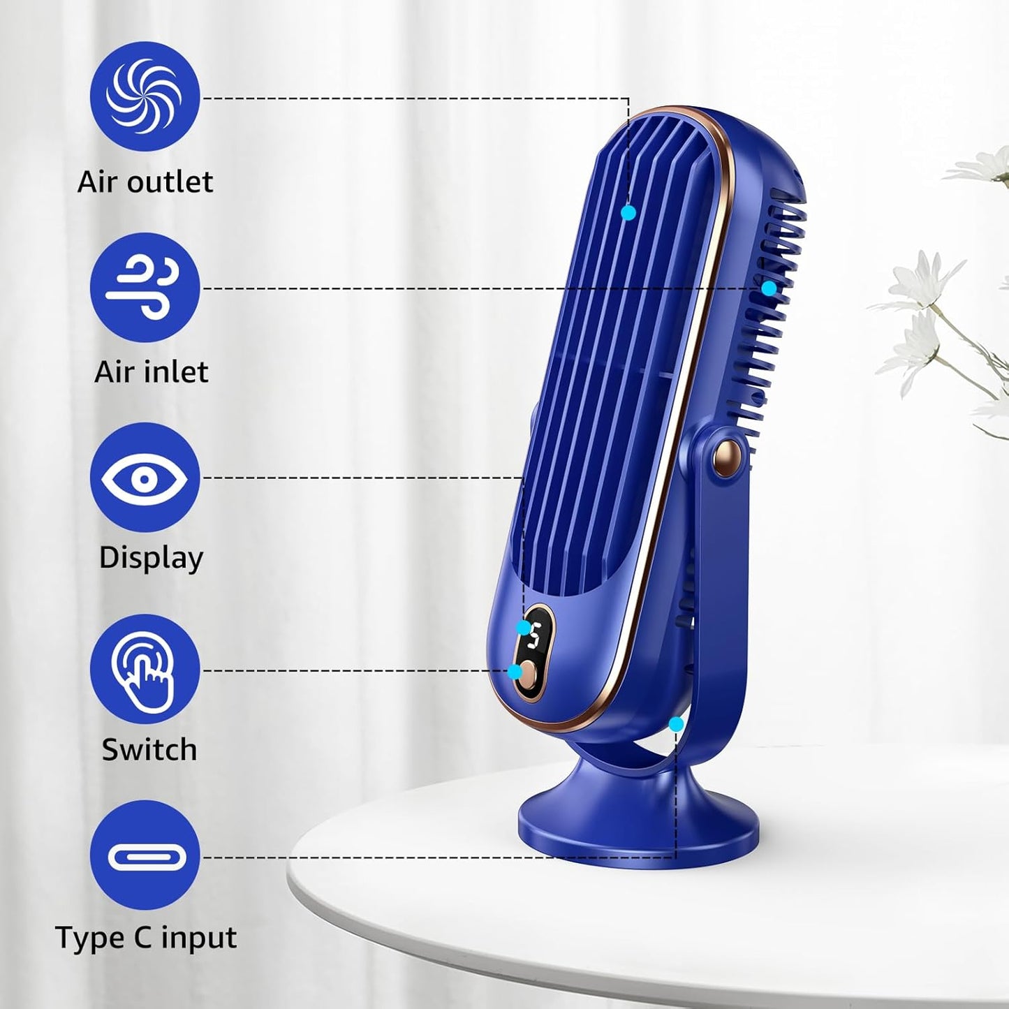 AeroBreeze OneTouch – Portable 5-Speed Tower Fan with Turbo Cooling & Quiet Mode