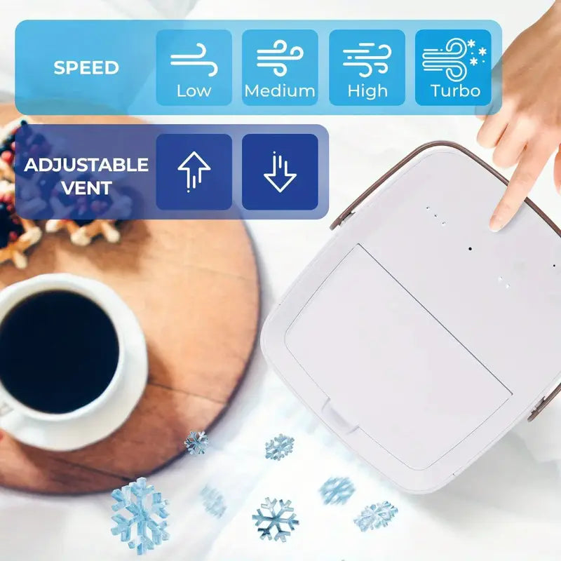 GlacierGo 2.0 Portable Air Cooler – Evaporative Cooling Fan & Humidifier for Home, Office, or Travel