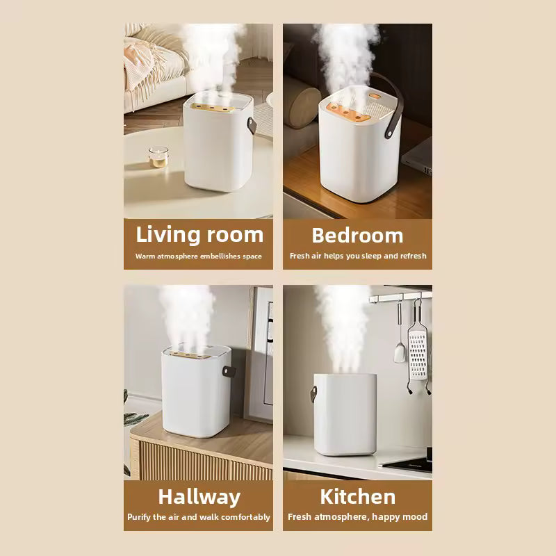 Three-Nozzle Night Light Humidifier 1.8L – USB Silent Aroma Diffuser, Dual Filter, Auto Shut-Off, Timer – for Bedroom, Office, or Car