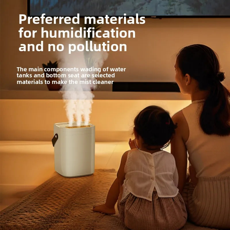 Three-Nozzle Night Light Humidifier 1.8L – USB Silent Aroma Diffuser, Dual Filter, Auto Shut-Off, Timer – for Bedroom, Office, or Car