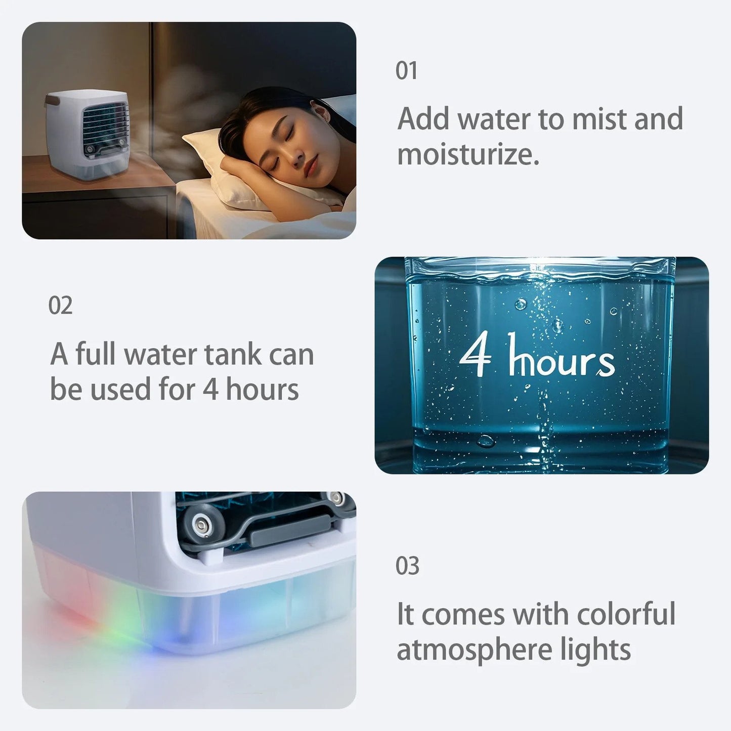 GlacierGo 2.0 Portable Air Cooler – Evaporative Cooling Fan & Humidifier for Home, Office, or Travel