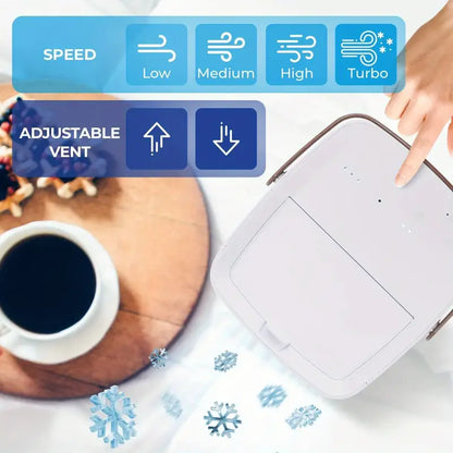 GlacierGo 2.0 Portable Air Cooler – Evaporative Cooling Fan & Humidifier for Home, Office, or Travel