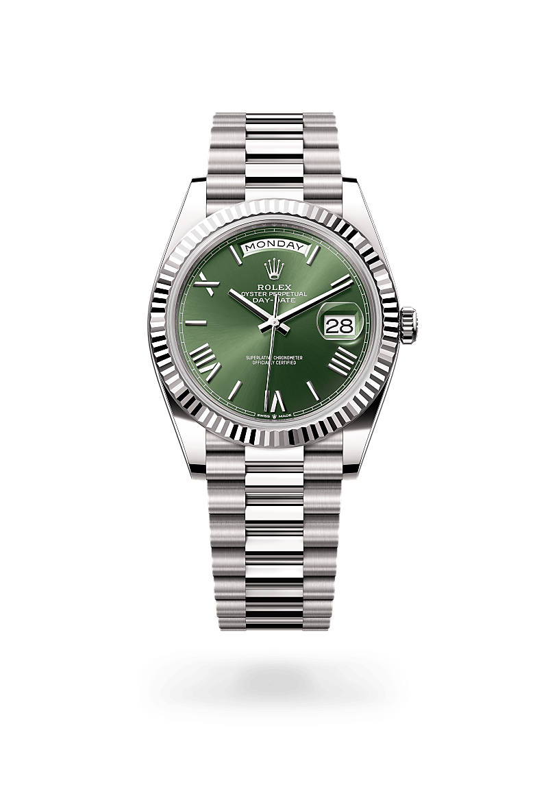 ROLEX Day-Date 40 Oyster, 40 mm, white gold “President Green”