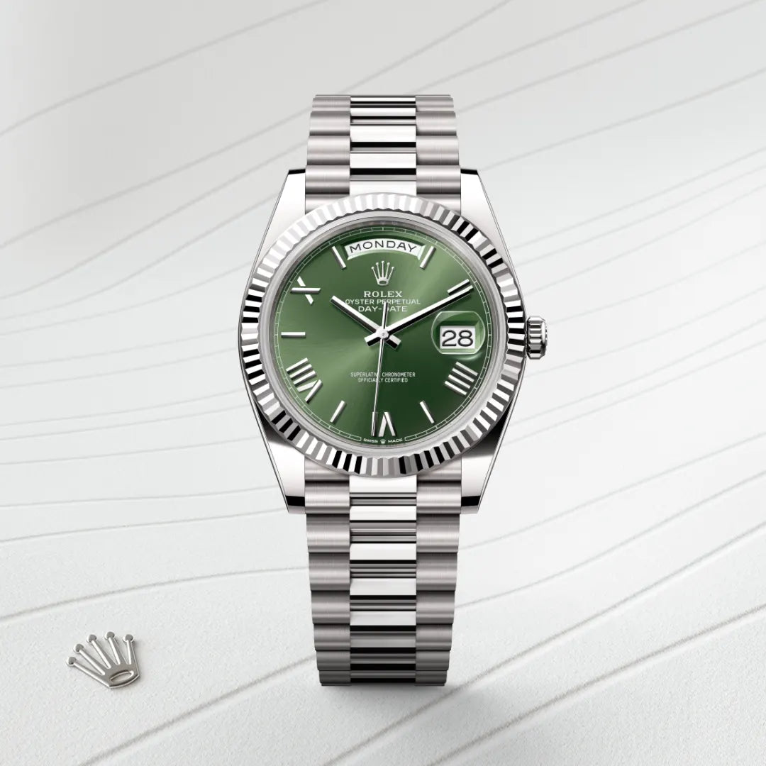 ROLEX Day-Date 40 Oyster, 40 mm, white gold “President Green”
