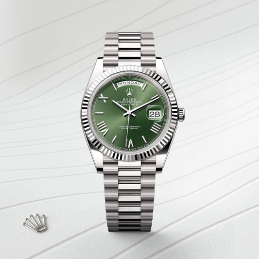 ROLEX Day-Date 40 Oyster, 40 mm, white gold “President Green”